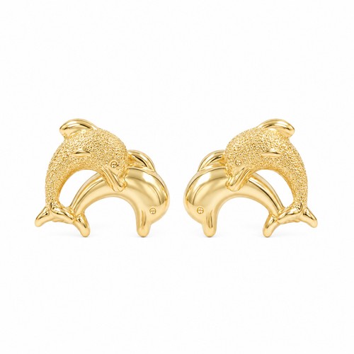 Delfin ohrstecker gelbgold - delfin,