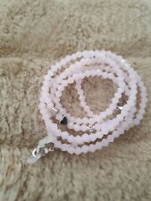 Rosa Kristalle Brillenkette Maskenkette Halskette 80cm Messing Rhodiniert  