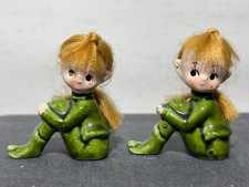 Porzellan Pixie Elf Girl with Red Hair Keramikfigur Elfe mit roten Haaren 50er J