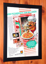 Fast Food Tycoon / Pizza Connection seltenes kleines Poster Vintage Werbeseite gerahmt.