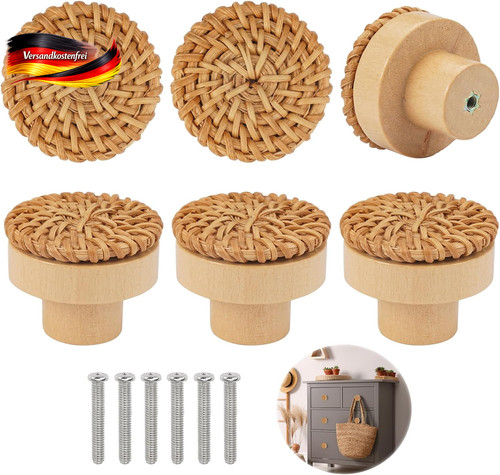 6er set rattan möbelknöpfe - 6er,