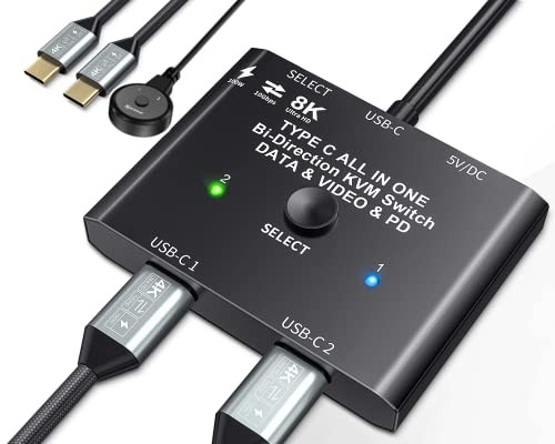 Usb kvm switch 8k 60hz - usb-c, 2