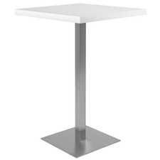 Bartisch QUADRATO - weiß - Edelstahl - Säulengestell Bartisch Theke