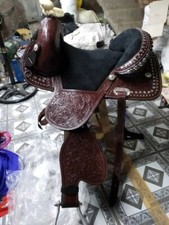 ANTIQUESADDLE Western Pleasure Barrel Racing Premium Leather TREELESS Sattel