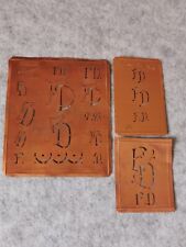 3 alte Monopol Kupferschablonen Aussteuer Wäscheschablone OVP Monogramm F D