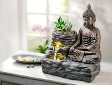  „LED-Brunnen mit Pflanztopf "Buddha"3 in 1: Brunnen mit Beleuchtung, Pfanztopf