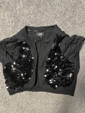 H&M Bolero Gr 170 Pailletten schwarz Gothic
