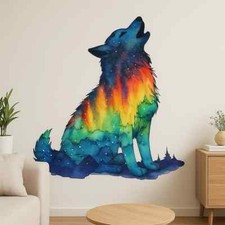 Wolf wandtattoo regenbogen - wandtattoo,