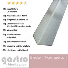 Abschlußleiste Edelstahl INNEN Winkel 0,8 mm geschliffen Fußleiste Sockelleiste