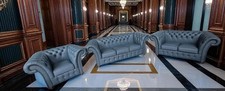 Chesterfield Kolonialstil-Sofa set  3+2+1  Knightsbridge Luxus Aniline Leder