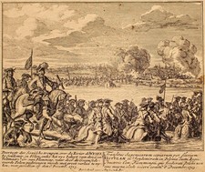 Pieter Schenk I Historische Ansichten von Ergeignissen Kupferstich 17 Jhd