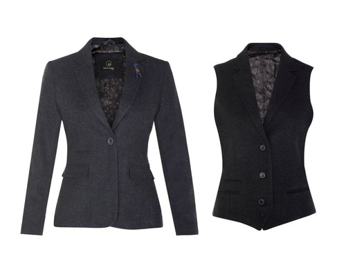 Damen tweed fischgrät blazer - tweed,