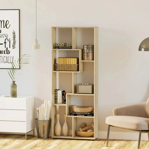 Tall oak wooden bookcase - wooden,