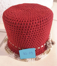 Nr.09 WC Rollen Hut-Klohut-Klorollenhut Handarbeit f. Auto/Bad Farbe Rot/Beige