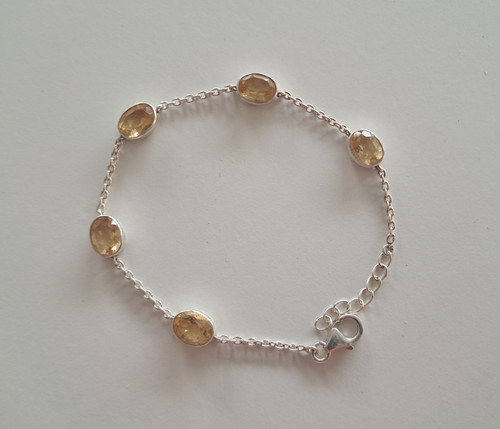 Armband silber mit citrin - silber, 17