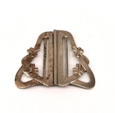 9125607 Silberfarbene Gürtelschnalle Jugendstil antik 7x6cm