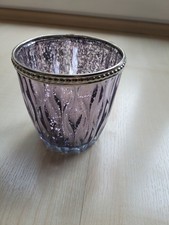 Windlicht Bauernsilber Violett 9cm Hoch 9cm Durchmesser Silberrand 