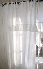 Vorhang LARA Weiß Gardine 140x250 cm 2 Stück Volant bestickt Baumwolle