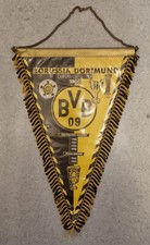BORUSSIA DORTMUND großer Wimpel 26 x 40 cm, Folie EC-Sieger Erfolge bis 1995 RAR