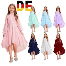 Mädchen Langarm Chiffonkleid Neckholder Elegant Abendkleider Glitzer Partykleid