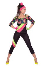 80er Jahre Retro Aerobic Fitness Outfit - Damen Kostüm 80er Jahre - Vintage Aer