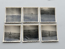 ?Set 6x alte Fotos ca. 6x6 cm 1954 Seebad Bansin Ostsee Strand Badende Vintage
