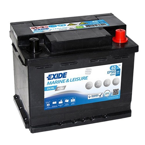 Exide ep500 dual agm 60ah - dual,
