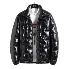 Herren Winterjacke glänzend mit Kapuze, kurz, warm & stylisch