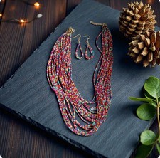 Perlen Kette-Ohrringe