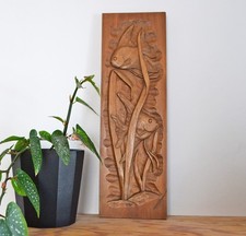 dekoratives Midcentury Holzbild "Fische" geschnitzt Vintage Geschenk Angler