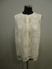 Diane von Fürstenberg Bluse Seide Spitze ärmellos creme/weiß Gr.4/34 (R81-30)