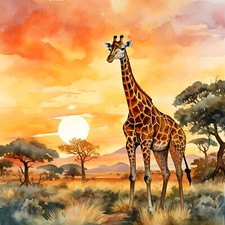 Wandbild Giraffe Afrika Landschaft Dekobild Tiere Wanddeko Dekofliese Wandfliese