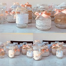 Vintage hochzeit Deko Set 25teilig Shabby Spitze Vasen Teelicht Peach Lachs