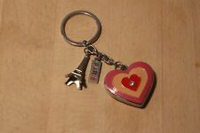 Schlüsselanhänger Paris Eiffelturm Herz zum Aufklappen für Fotos silber pink rot