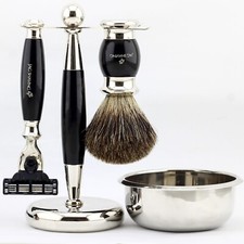 Rasierset Dachshaar-Rasierpinsel, Mach3 Rasierhobel, Rasierständer Schale