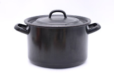 Emaille Suppentopf Kochtopf mit Deckel Topf aus Metall schwarz Vintage Ø 20 cm