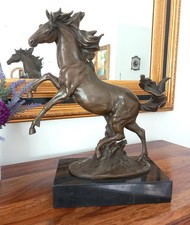 Bronzefigur Pferd 35 cm Bronze Marmor Skulptur Statue Figur Horse Antik Stil