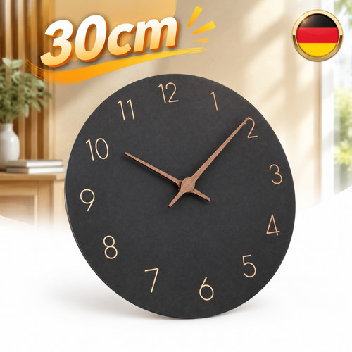 Wanduhr 30cm schwarz batterie - wanduhr,