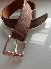 Fausto Colato Gürtel Phyton NEU Leder taupe Gr. 80 Breite 4 cm Ledergürtel