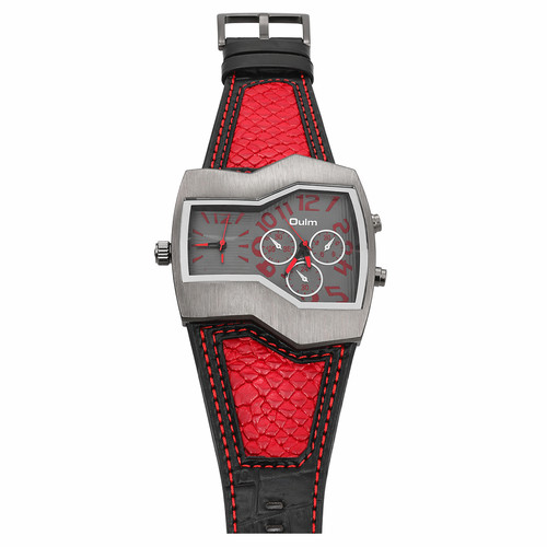 Herrenuhr schwarz rotes
