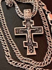 Silberkette 925 ,Flach mit Silber Kreuz 925, Orthodox, Doppelseitig, Top !!!