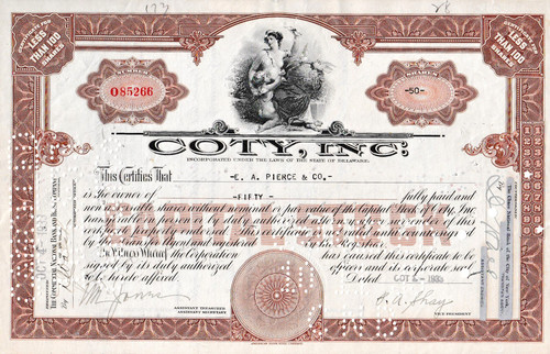 Coty inc share 1933 - coty, ,