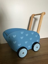 Holzpuppenwagen Lauflernwagen Puppenwagen Einkaufswagen Holz Gummiräder