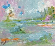 Gemälde Landschaft Blumen Öl