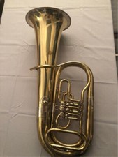 TOP! Gut erhaltene handliche leichte F-Tuba mit 3 Dreh-Ventilen in Gelbmessing!