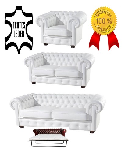 Chesterfield echtleder weiß - %,