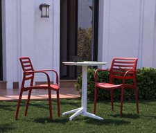 GREEN LOUNGE 2x Stapelstuhl mit Armlehne fiberglasverst. Tragkraft bis 250kg rot