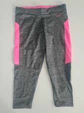 Damen 3/4 Sport Leggings | Gr.S | grau pink | Radler Hose | Fahrrad | Gym | Neu