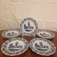 Seltmann Weiden Theresia „Heimatland Blau“ 6 Kuchenteller Ø 19cm Porzellan