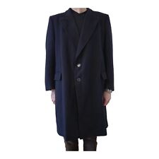 Herren Wollmantel Vintage 90er Oversize L/XL Dunkelblau Schurwolle Coat